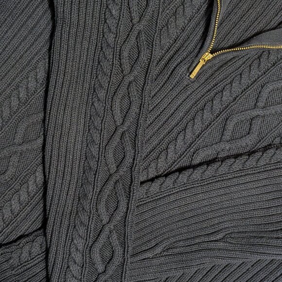 CHAPS 100% Cotton Cable Knit Half-Zip Sweater – Navy Blue (Women's M) - Picture 5 of 7